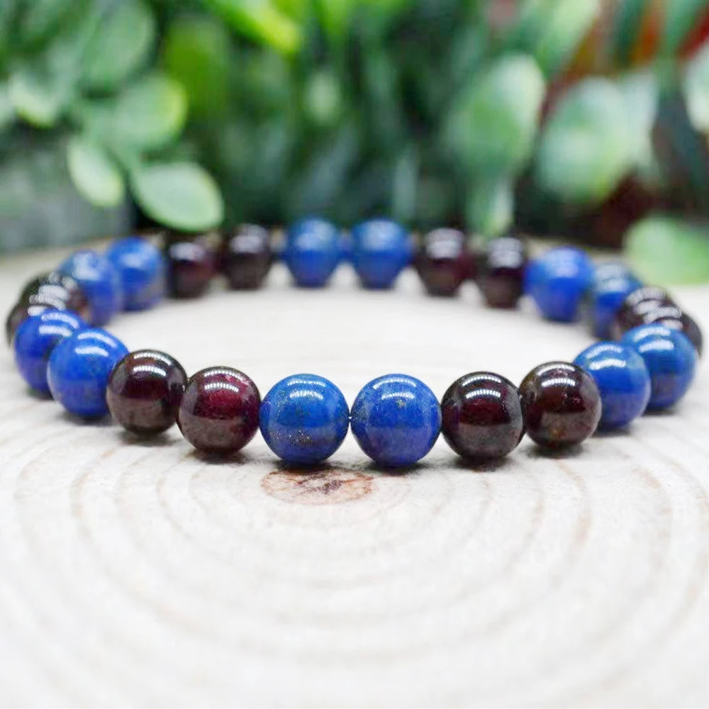 Bracelet "Équilibre Spirituel" en Lapis-Lazuli & Grenat