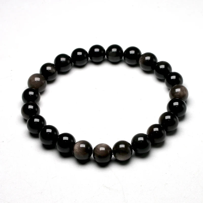 Bracelet "Protection Spirituelle" en Obsidienne Argentée