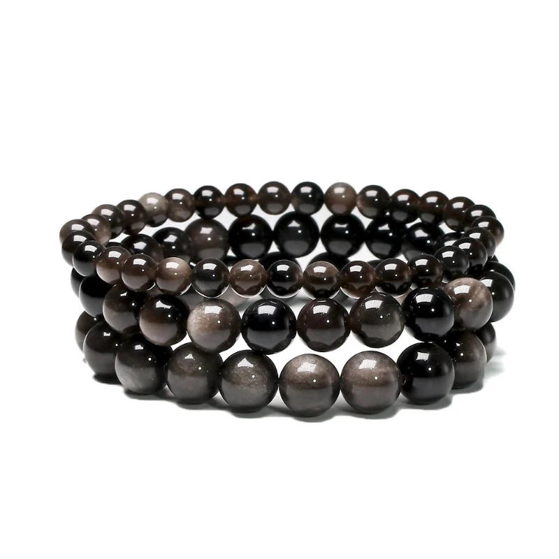 Bracelet "Protection Spirituelle" en Obsidienne Argentée