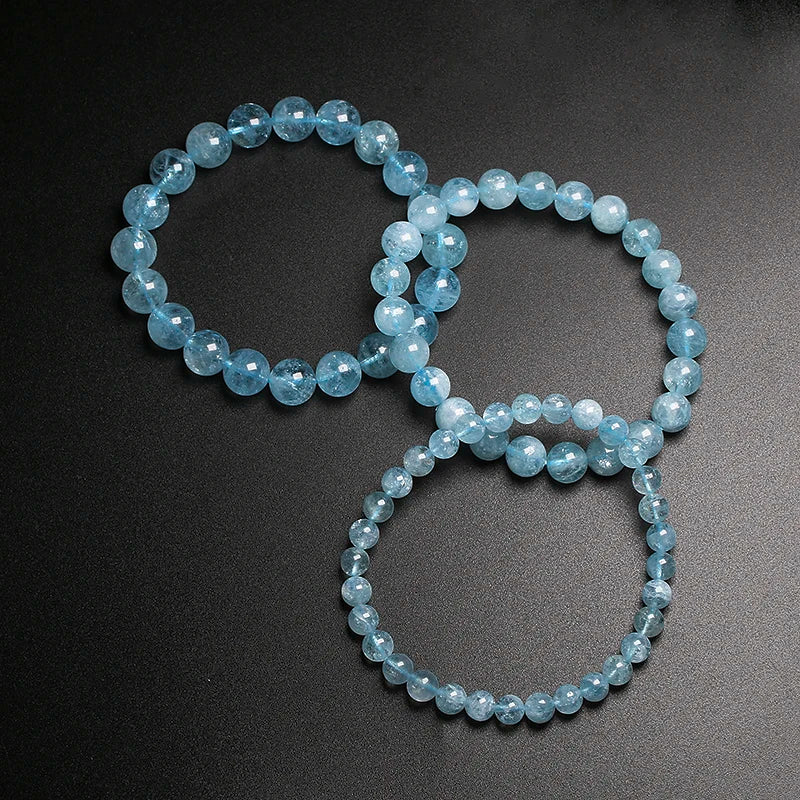 Bracelet "Vérité Transcendante" en Aigue-Marine Cristallisée
