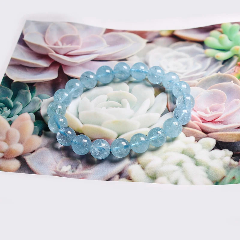 Bracelet "Vérité Transcendante" en Aigue-Marine Cristallisée