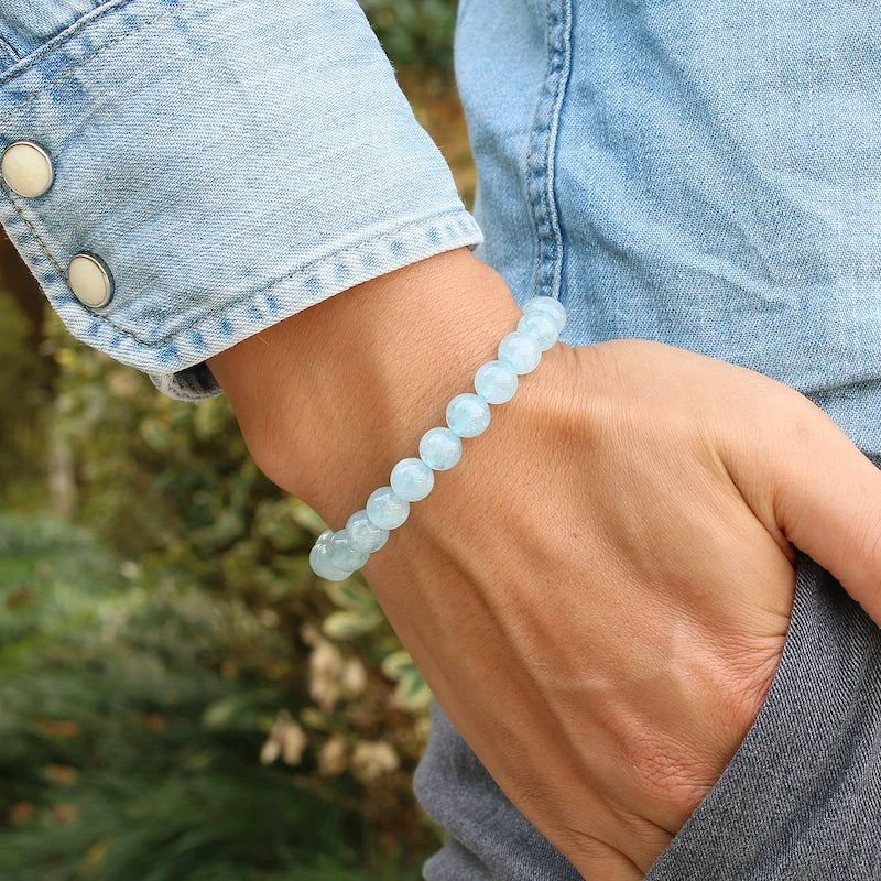 Bracelet "Vérité Transcendante" en Aigue-Marine Cristallisée