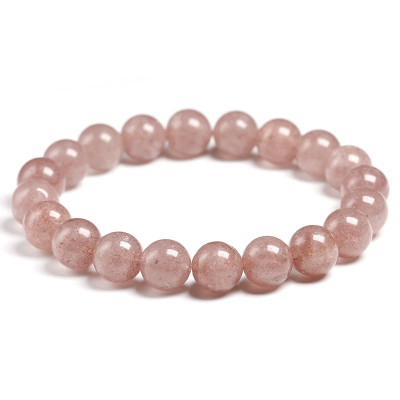 Bracelet "Amour Inconditionnel" en Quartz Fraise (Cristal) Véritable Certifié