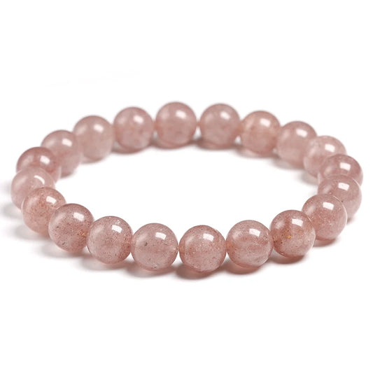Bracelet "Amour Inconditionnel" en Quartz Fraise (Cristal) Véritable Certifié