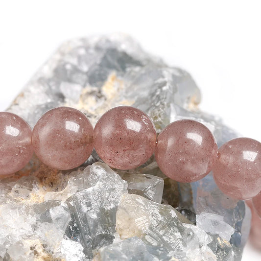 Bracelet "Amour Inconditionnel" en Quartz Fraise (Cristal) Véritable Certifié
