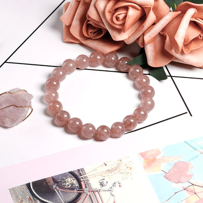 Bracelet "Amour Inconditionnel" en Quartz Fraise (Cristal) Véritable Certifié