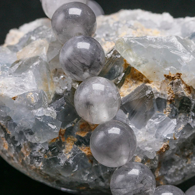 Bracelet "Équilibre Intérieur" en Quartz Gris (Cristal) Véritable Certifié