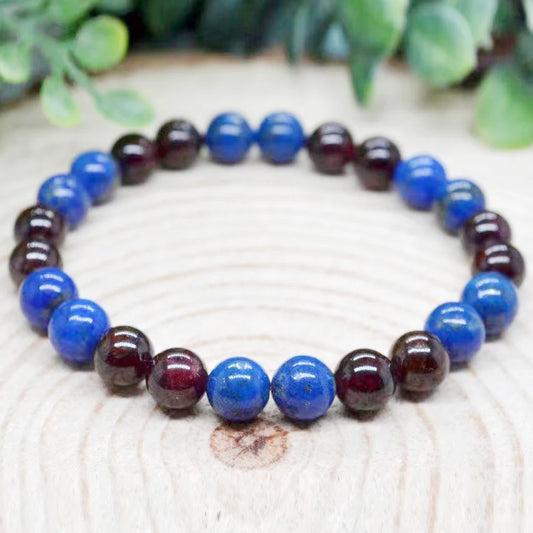 Bracelet "Équilibre Spirituel" en Lapis-Lazuli & Grenat