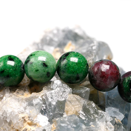 Bracelet "Éveil de l’Âme" en Anyolite (Zoisite Rubis)
