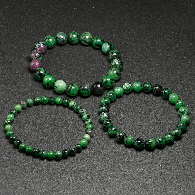 Bracelet "Éveil de l’Âme" en Anyolite (Zoisite Rubis)
