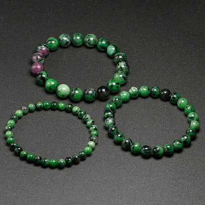 Bracelet "Éveil de l’Âme" en Anyolite (Zoisite Rubis)