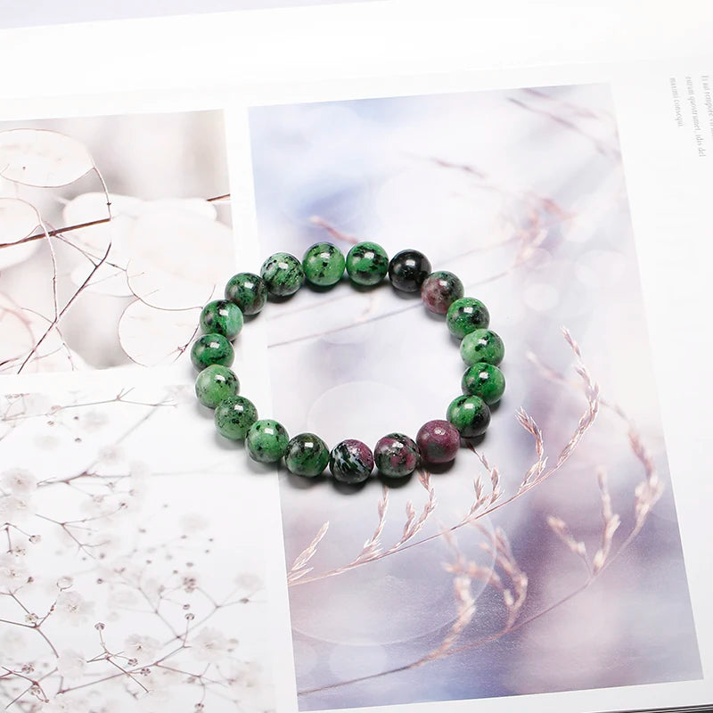 Bracelet "Éveil de l’Âme" en Anyolite (Zoisite Rubis)