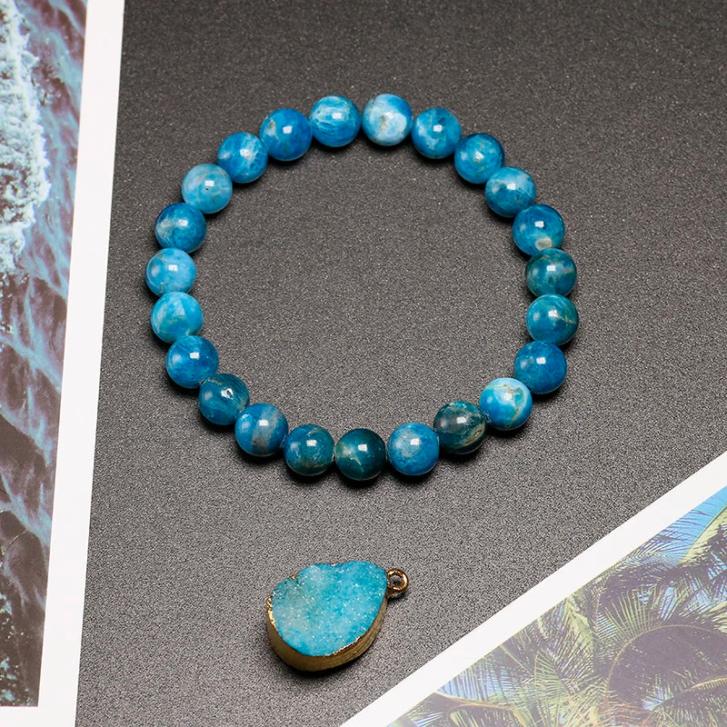 Bracelet "Éveil Intérieur" en Apatite Bleue Véritable Certifiée