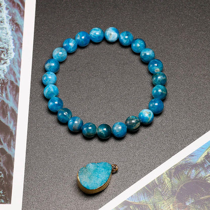 Bracelet "Éveil Intérieur" en Apatite Bleue Véritable Certifiée