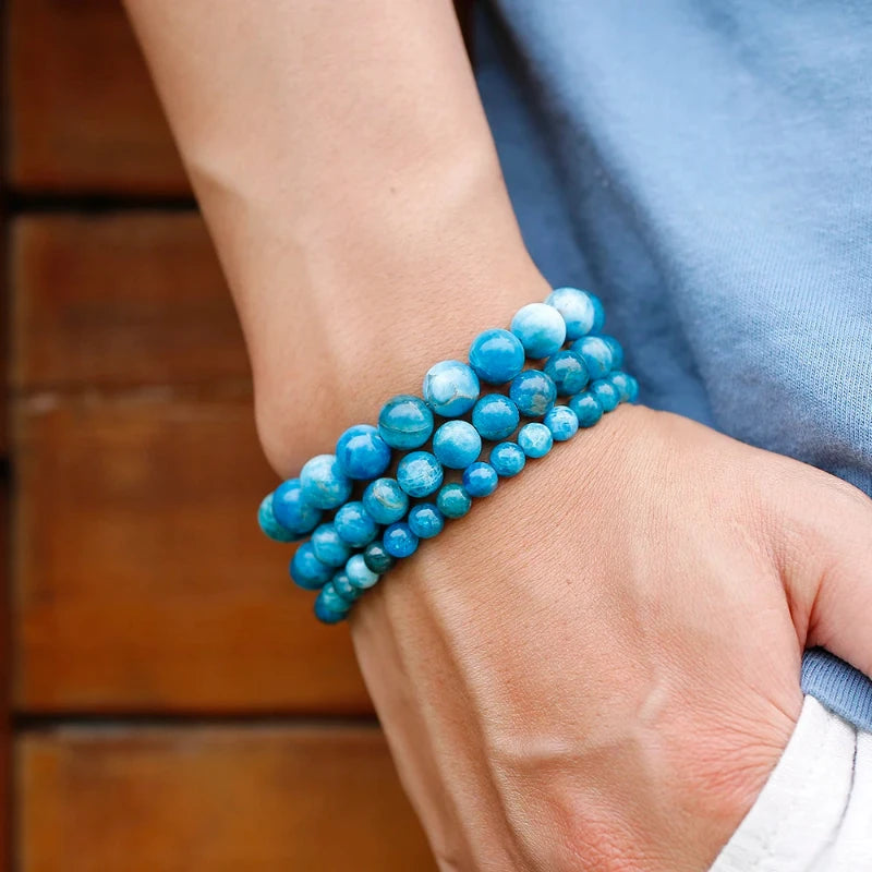 Bracelet "Éveil Intérieur" en Apatite Bleue Véritable Certifiée