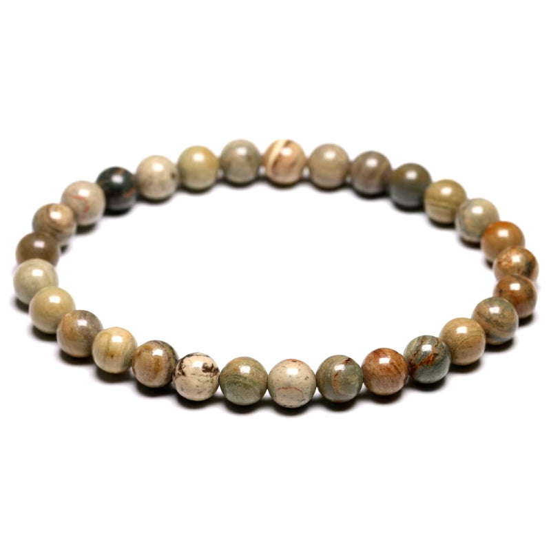 Bracelet "Éveil Spirituel" en Jaspe Feuille d'Argent