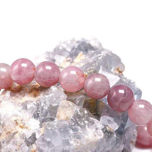 Bracelet "Guérison des Cœurs" en Quartz Rose (Cristal) Véritable Certifié