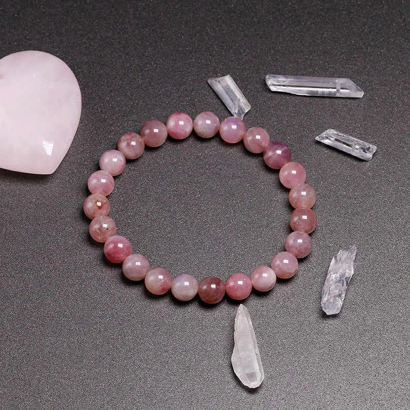 Bracelet "Guérison des Cœurs" en Quartz Rose (Cristal) Véritable Certifié
