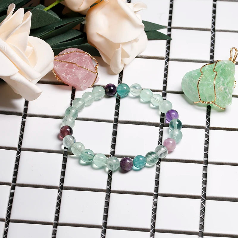 Bracelet "Guide Lumineux" en Fluorite Multicolore Véritable Certifiée
