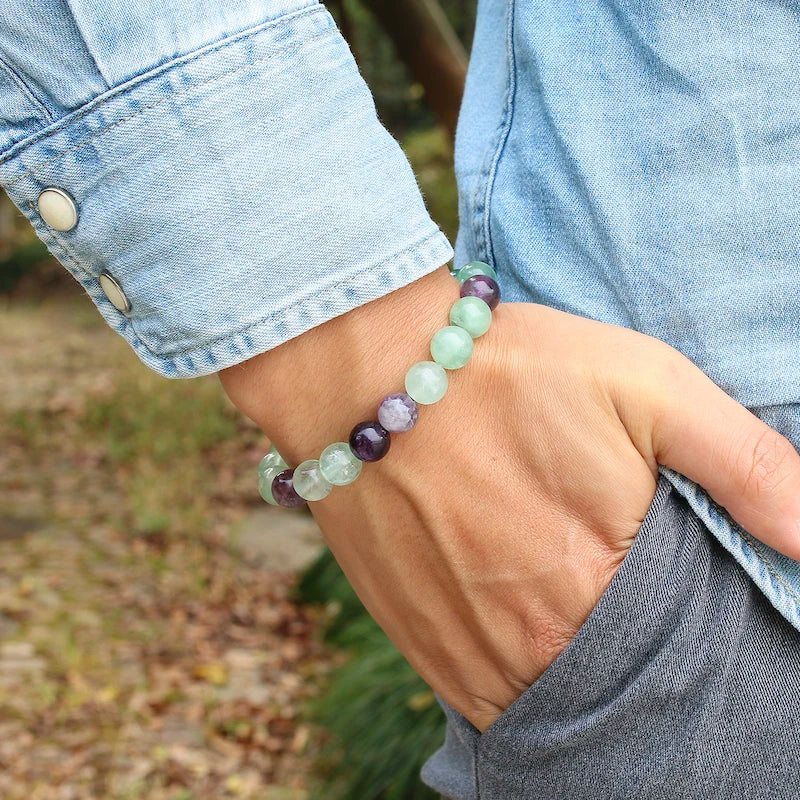 Bracelet "Guide Lumineux" en Fluorite Multicolore Véritable Certifiée