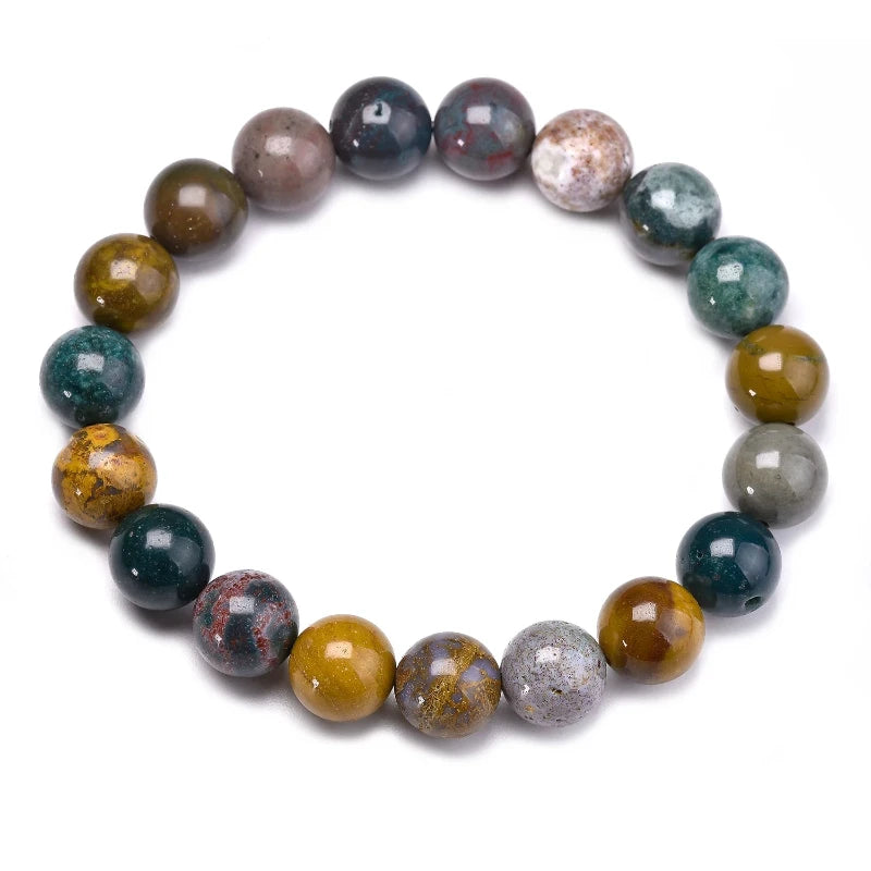 Bracelet "Harmonie Émotionnelle" en Jaspe Océan (Agate) Véritable Certifié