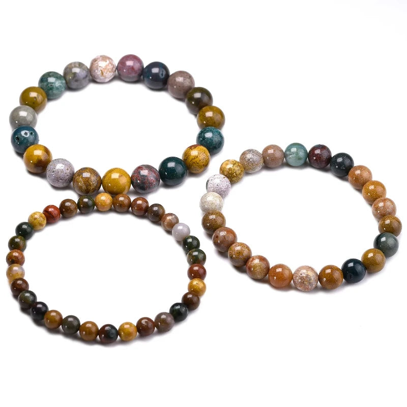 Bracelet "Harmonie Émotionnelle" en Jaspe Océan (Agate) Véritable Certifié
