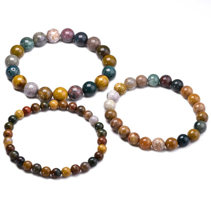 Bracelet "Harmonie Émotionnelle" en Jaspe Océan (Agate) Véritable Certifié