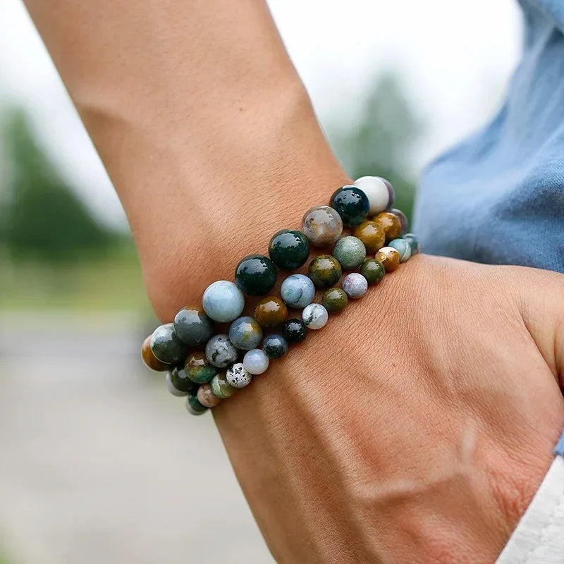 Bracelet "Harmonie Émotionnelle" en Jaspe Océan (Agate) Véritable Certifié