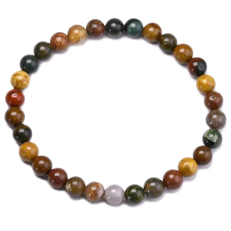 Bracelet "Harmonie Émotionnelle" en Jaspe Océan (Agate) Véritable Certifié