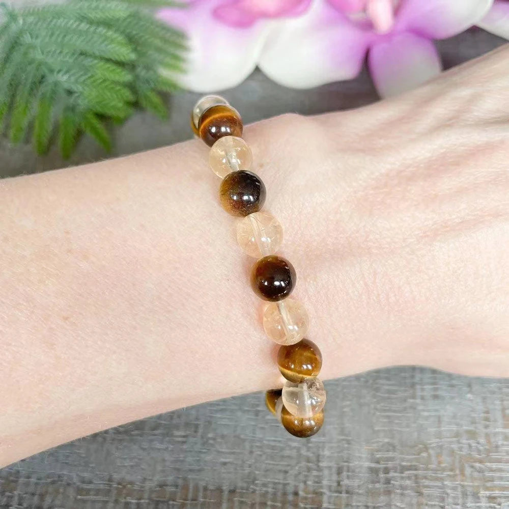 Bracelet "Harmonie Énergétique" en Citrine & Œil de Tigre
