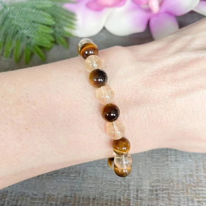 Bracelet "Harmonie Énergétique" en Citrine & Œil de Tigre