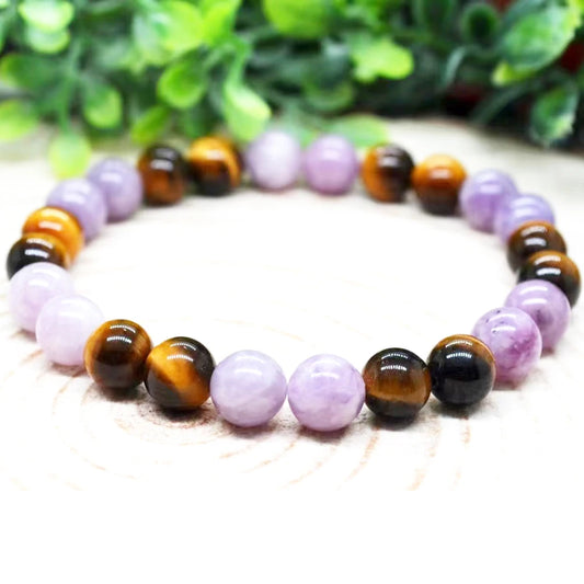 Bracelet "Harmonie & Protection" en Lépidolite et Œil de Tigre