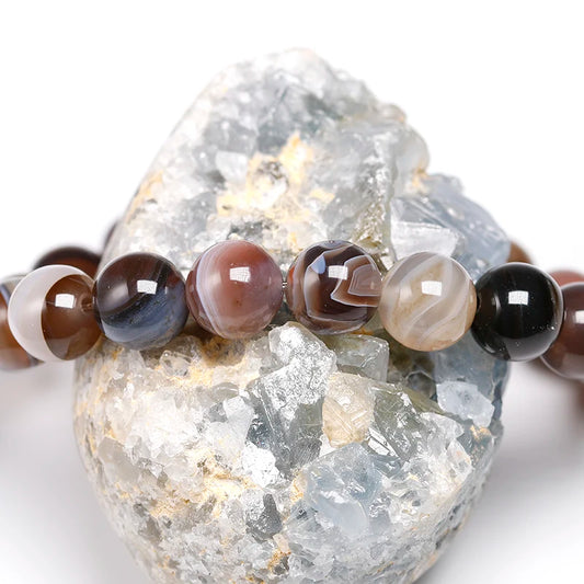 Bracelet "Harmonie Spirituelle" en Agate Véritable Certifiée