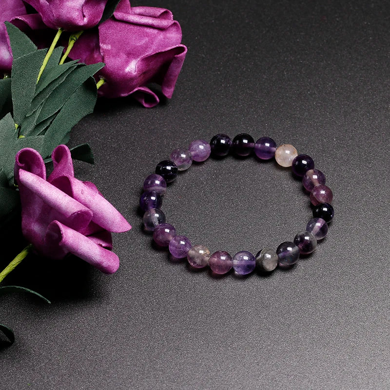 Bracelet "Harmonie Spirituelle" en Fluorite Violette Véritable Certifiée