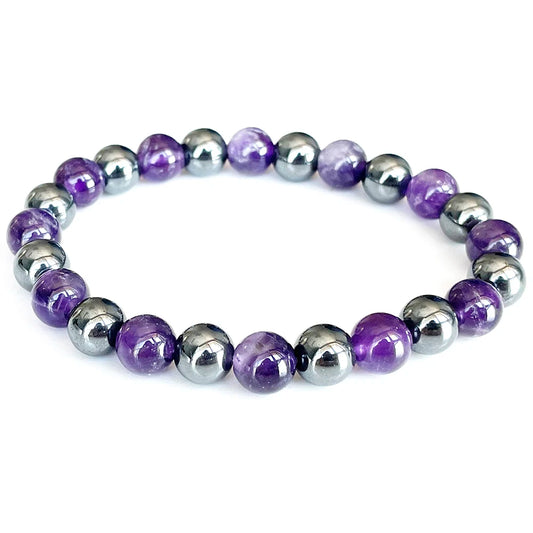 Bracelet "Intuition & Ancrage" en Améthyste et Hématite