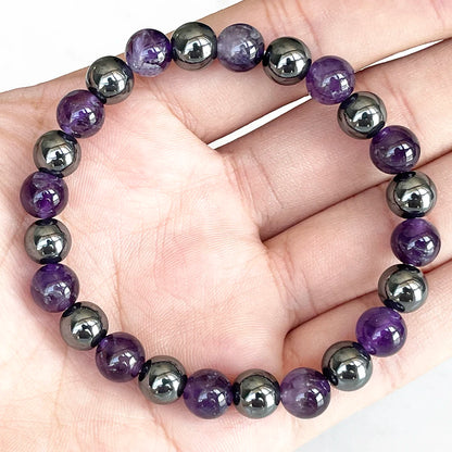 Bracelet "Intuition & Ancrage" en Améthyste et Hématite