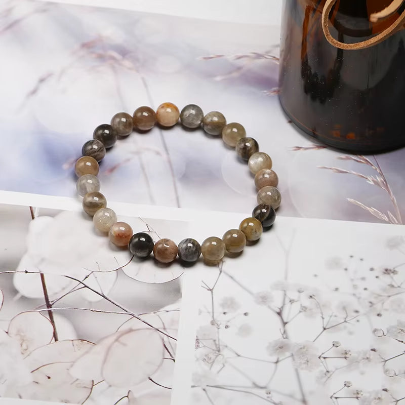 Bracelet "Lumière Spirituelle" en Pierre de Soleil Multicolore (Feldspath) Véritable Certifiée