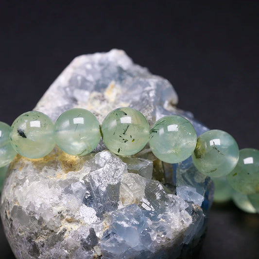 Bracelet "Pierre de Guérison" en Prehnite Véritable Certifiée