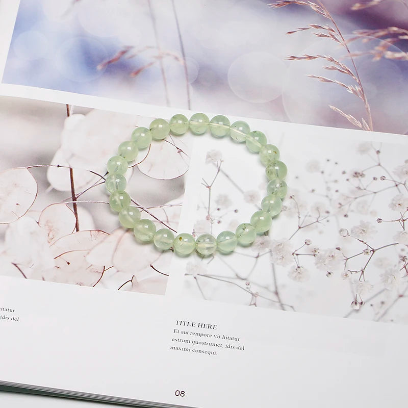 Bracelet "Pierre de Guérison" en Prehnite Véritable Certifiée