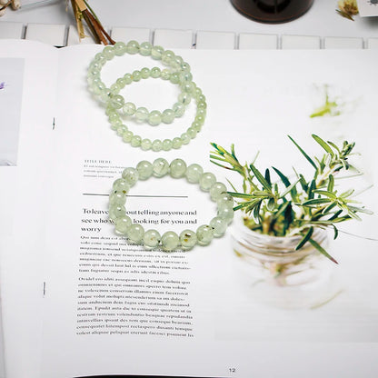 Bracelet "Pierre de Guérison" en Prehnite Véritable Certifiée