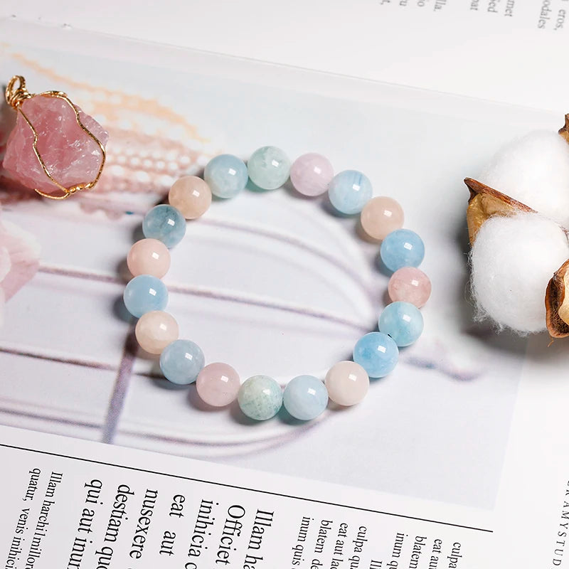 Bracelet "Pierre de l’Amour Divin" en Morganite Multicolore Véritable Certifiée