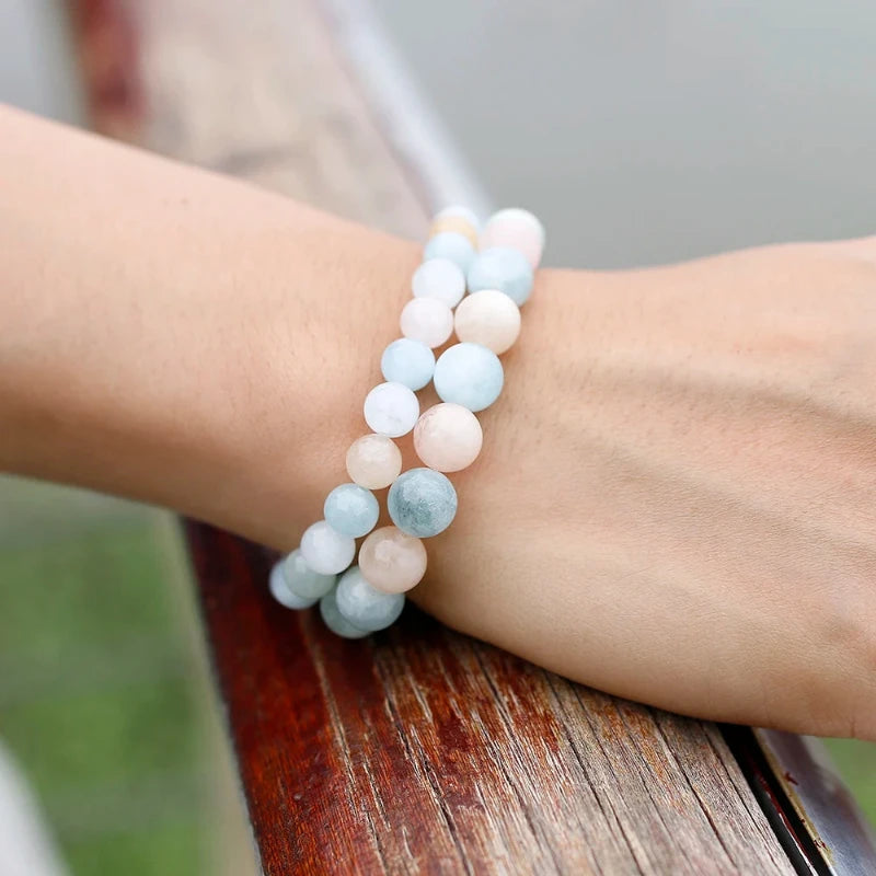 Bracelet "Pierre de l’Amour Divin" en Morganite Multicolore Véritable Certifiée