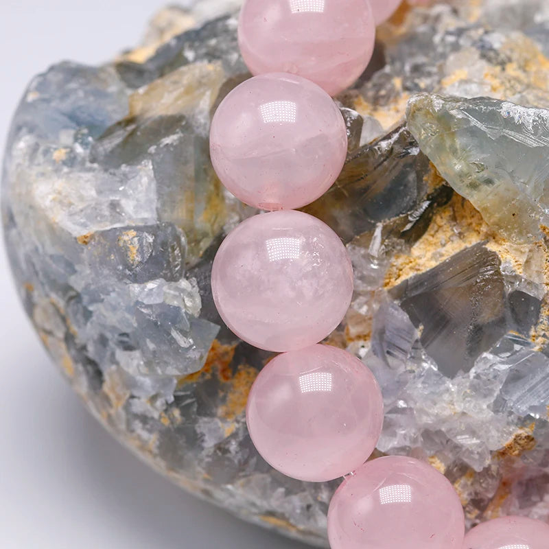 Bracelet "Pierre de l'Amour Inconditionnel" en Quartz Rose (Cristal) Véritable Certifié