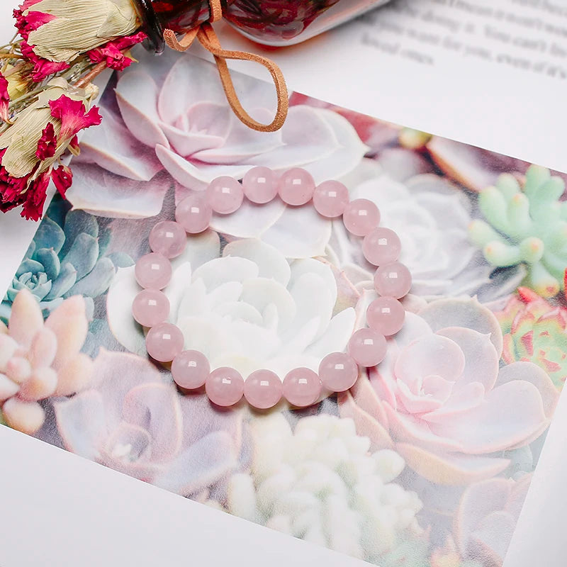 Bracelet "Pierre de l'Amour Inconditionnel" en Quartz Rose (Cristal) Véritable Certifié