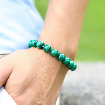 Bracelet "Pierre de Transformation" en Malachite Véritable Certifiée