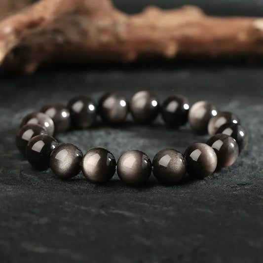 Bracelet "Protection Spirituelle" en Obsidienne Argentée