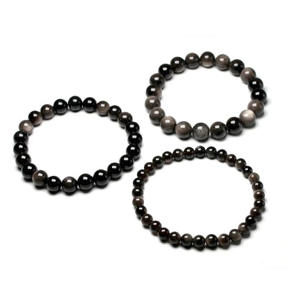 Bracelet "Protection Spirituelle" en Obsidienne Argentée