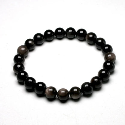 Bracelet "Protection Spirituelle" en Obsidienne Argentée