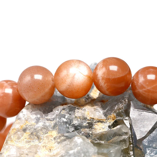 Bracelet "Rayon de Vitalité" en Pierre de Soleil Orange (Feldspath) Véritable Certifiée