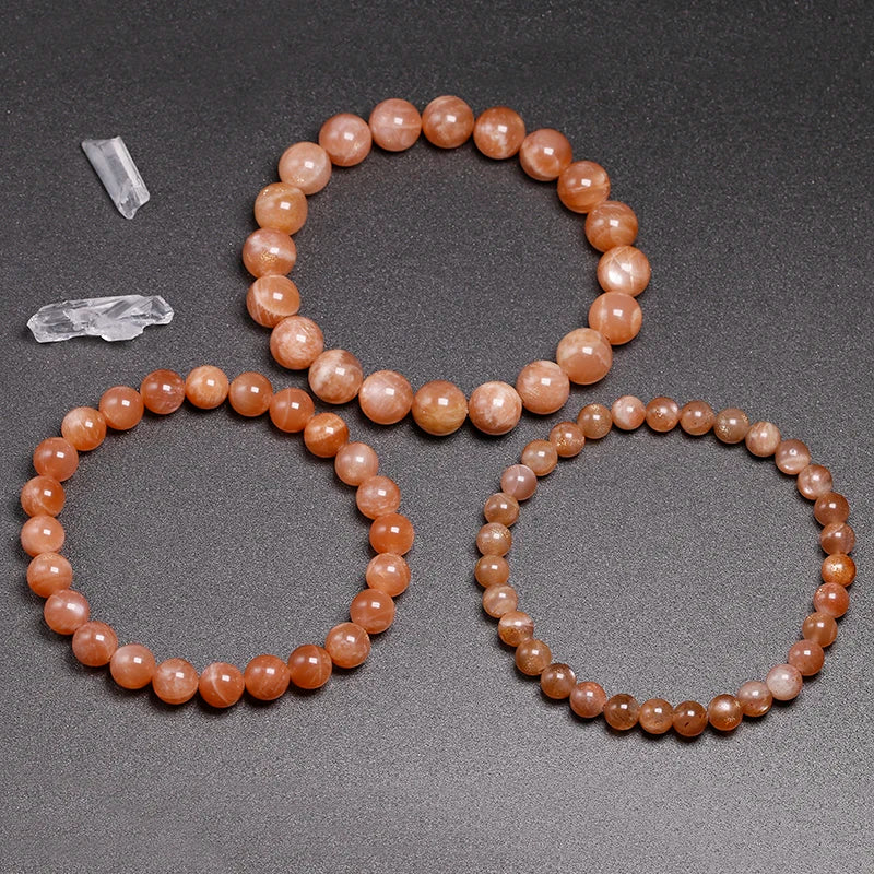 Bracelet "Rayon de Vitalité" en Pierre de Soleil Orange (Feldspath) Véritable Certifiée